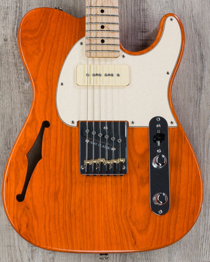 G L USA ASAT Classic Bluesboy 90 Semi Hollow Guitar Clear Orange Maple Board