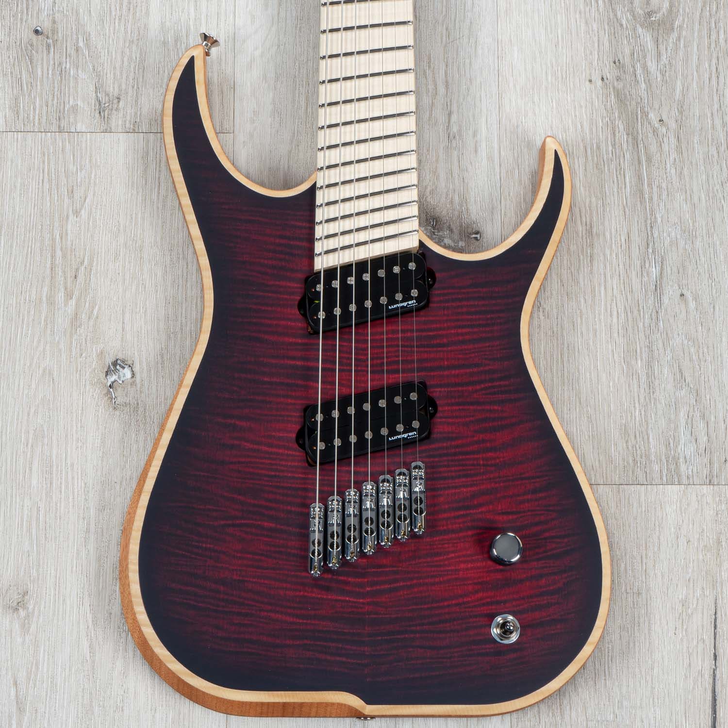 Skervesen Raptor 7 FF 7-String Multi-Scale Guitar, Black Burst Red
