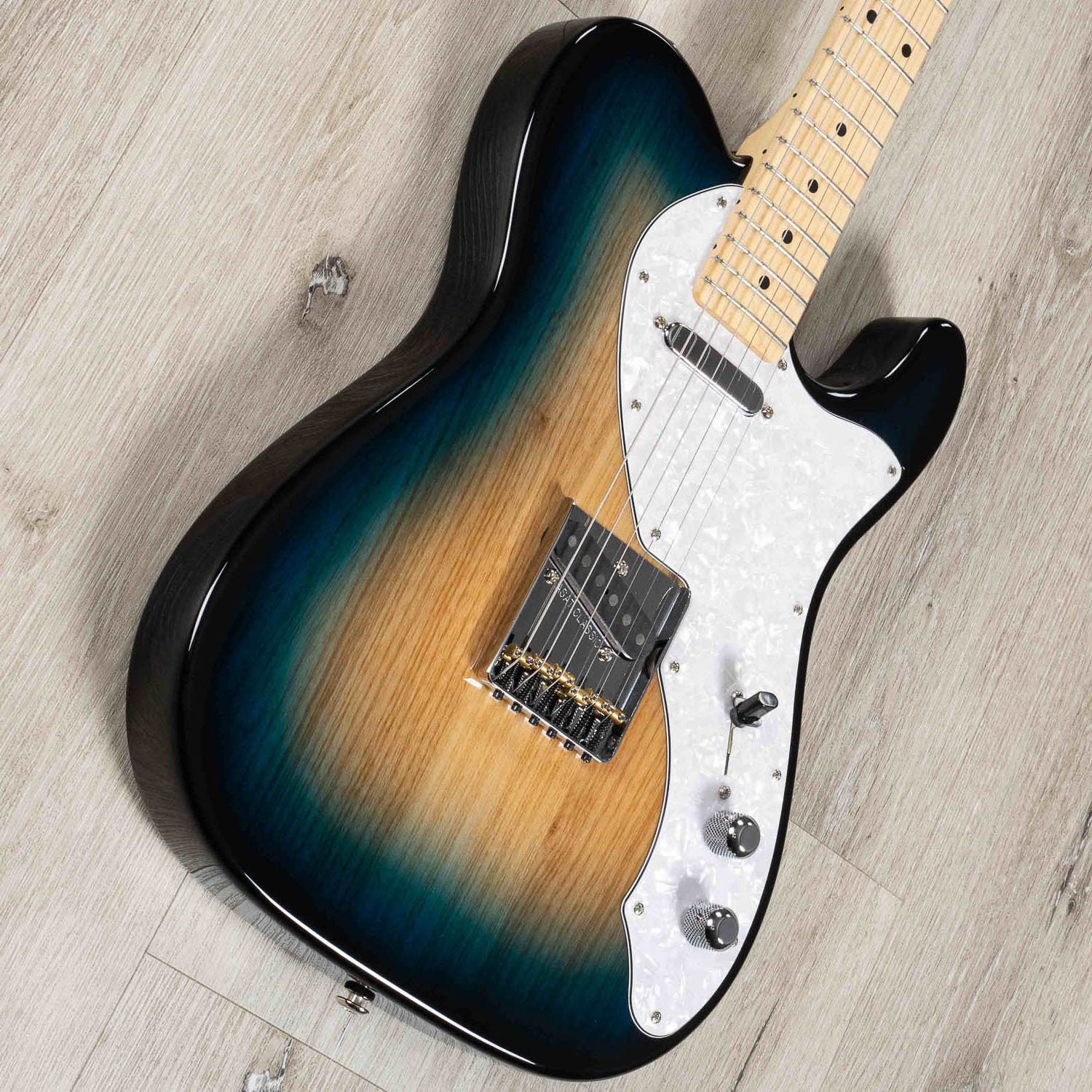 G&L USA Limited Run ASAT Classic Alnico Thinline Guitar, No F-Hole, Mako  Blue