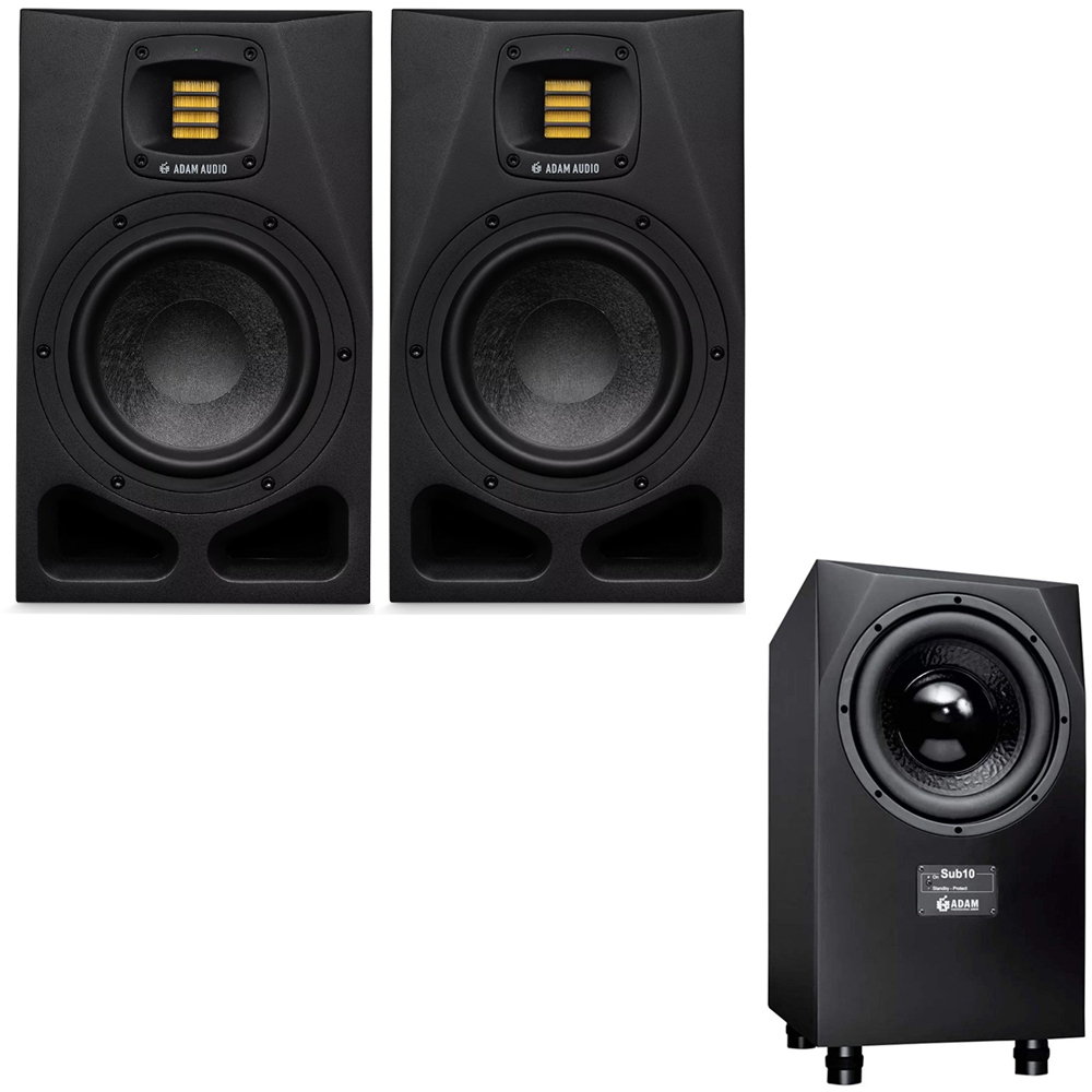 Pair of ADAM Audio A7V 7'' Studio Recording Monitor Speakers w/ SUB10  Subwoofer