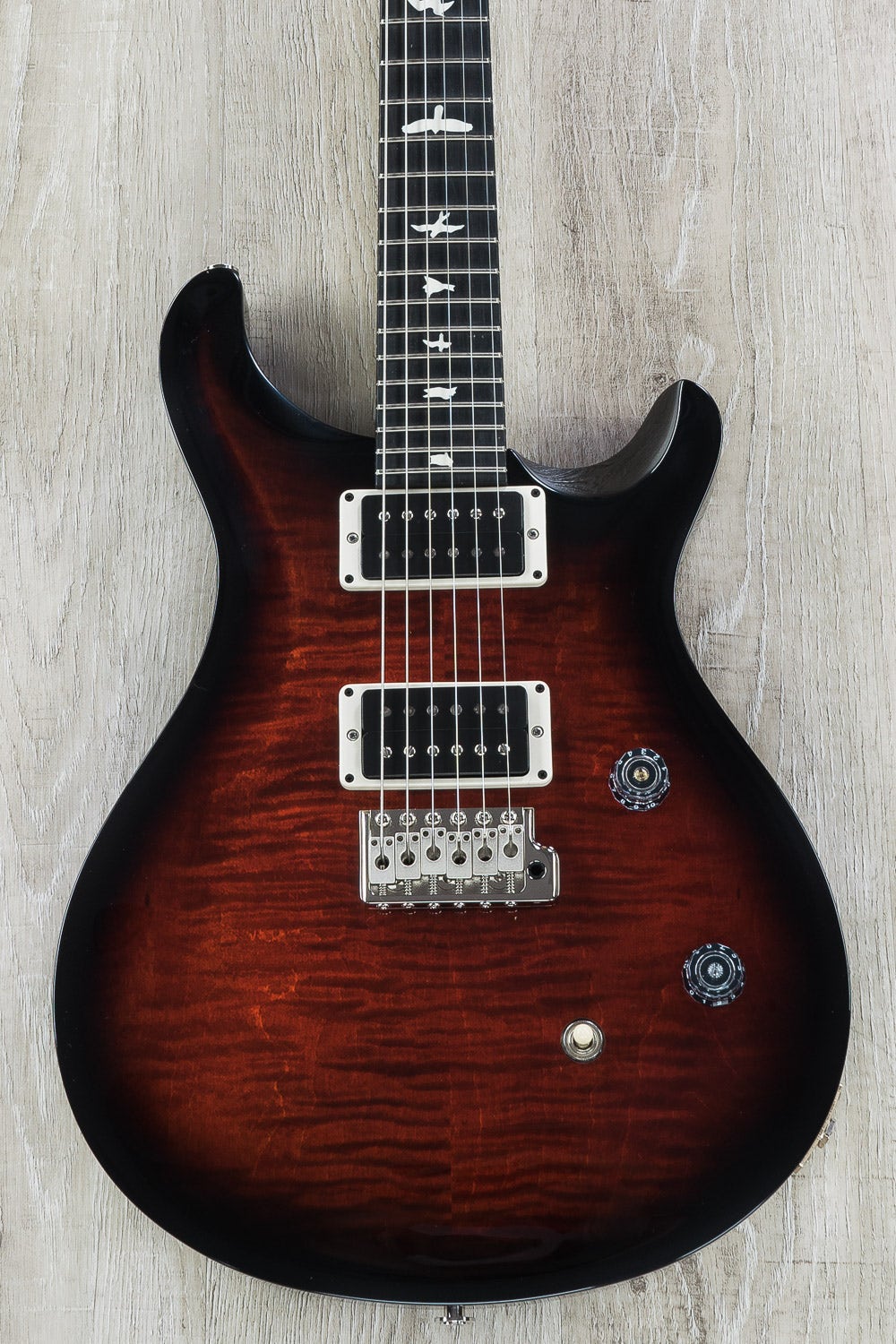 PRS Paul Reed Smith CE 24 Guitar, Ruby Red Smokewrap, Satin Black Neck and  Headstock, Pattern Thin, Gig Bag
