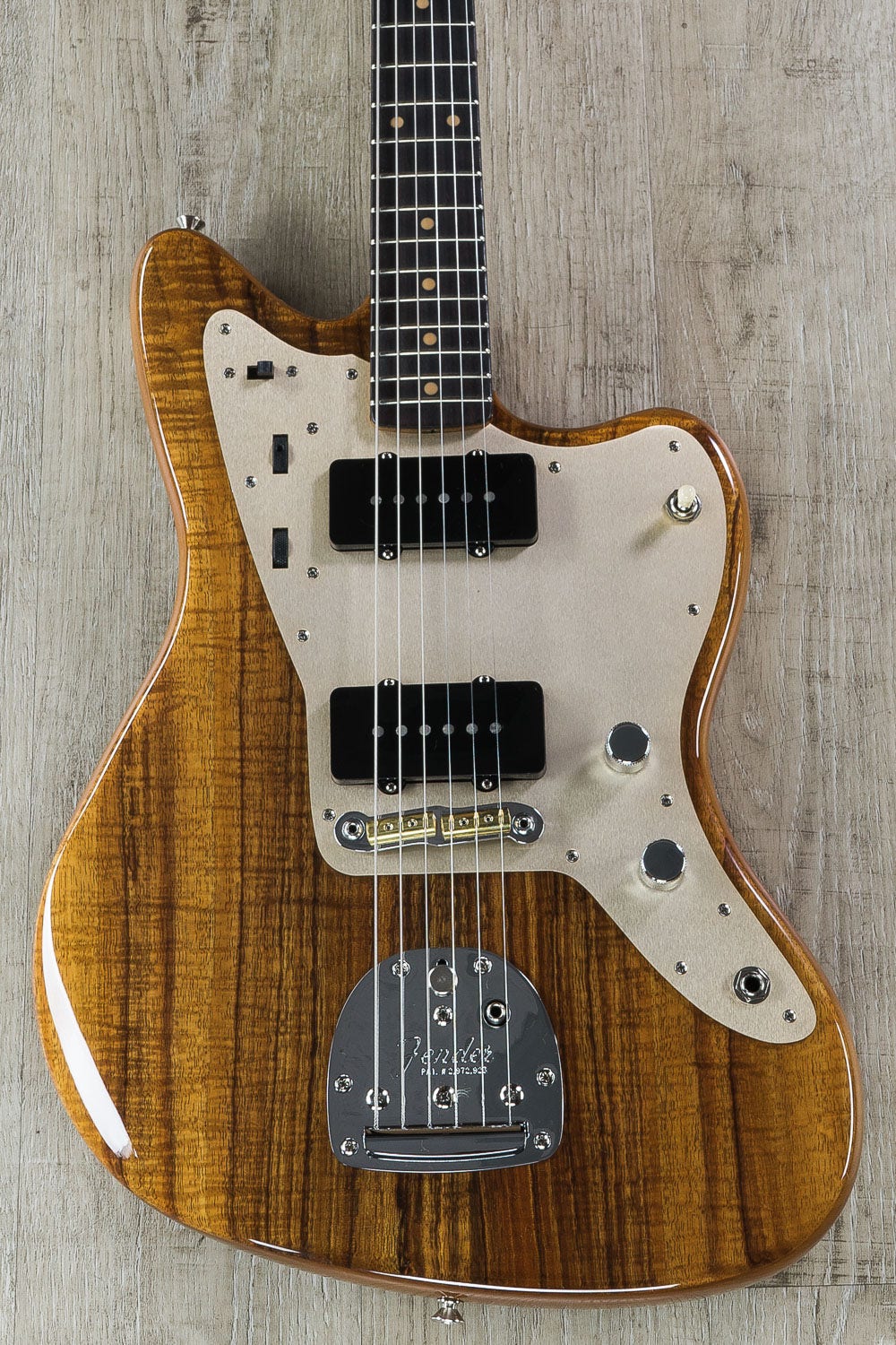 Fender Custom Shop 2018 Artisan Koa Jazzmaster Guitar, Flame Koa Top,  Roasted Birdseye and Flame Maple Neck, African Blackwood Fretboard