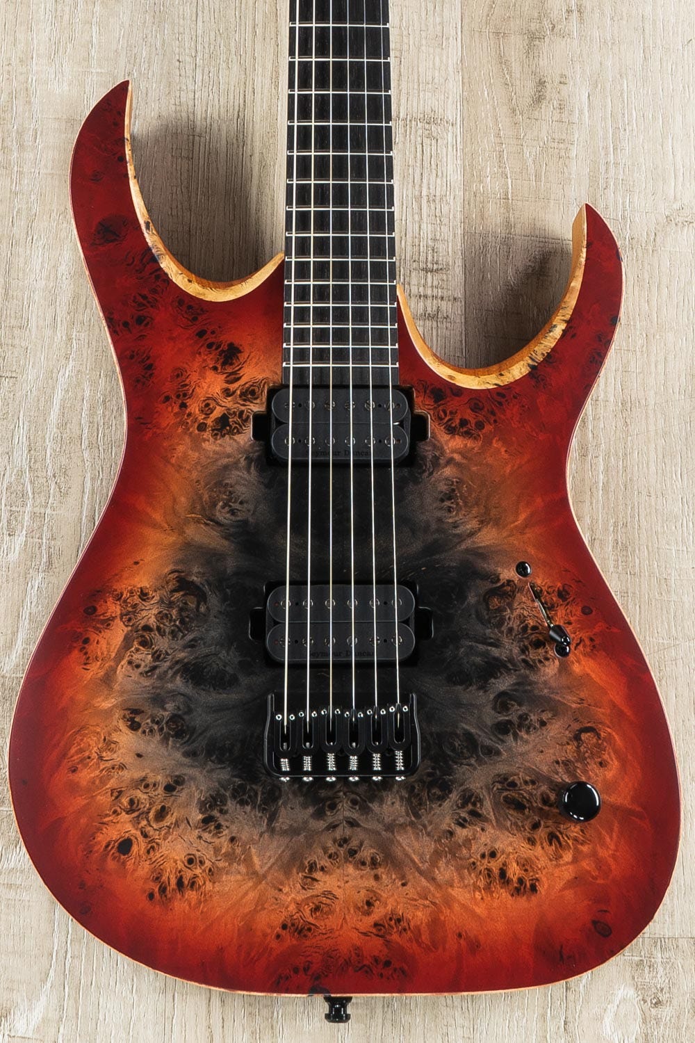 Mayones Duvell Elite 6 Guitar, Supernova Red Burst, Eye
