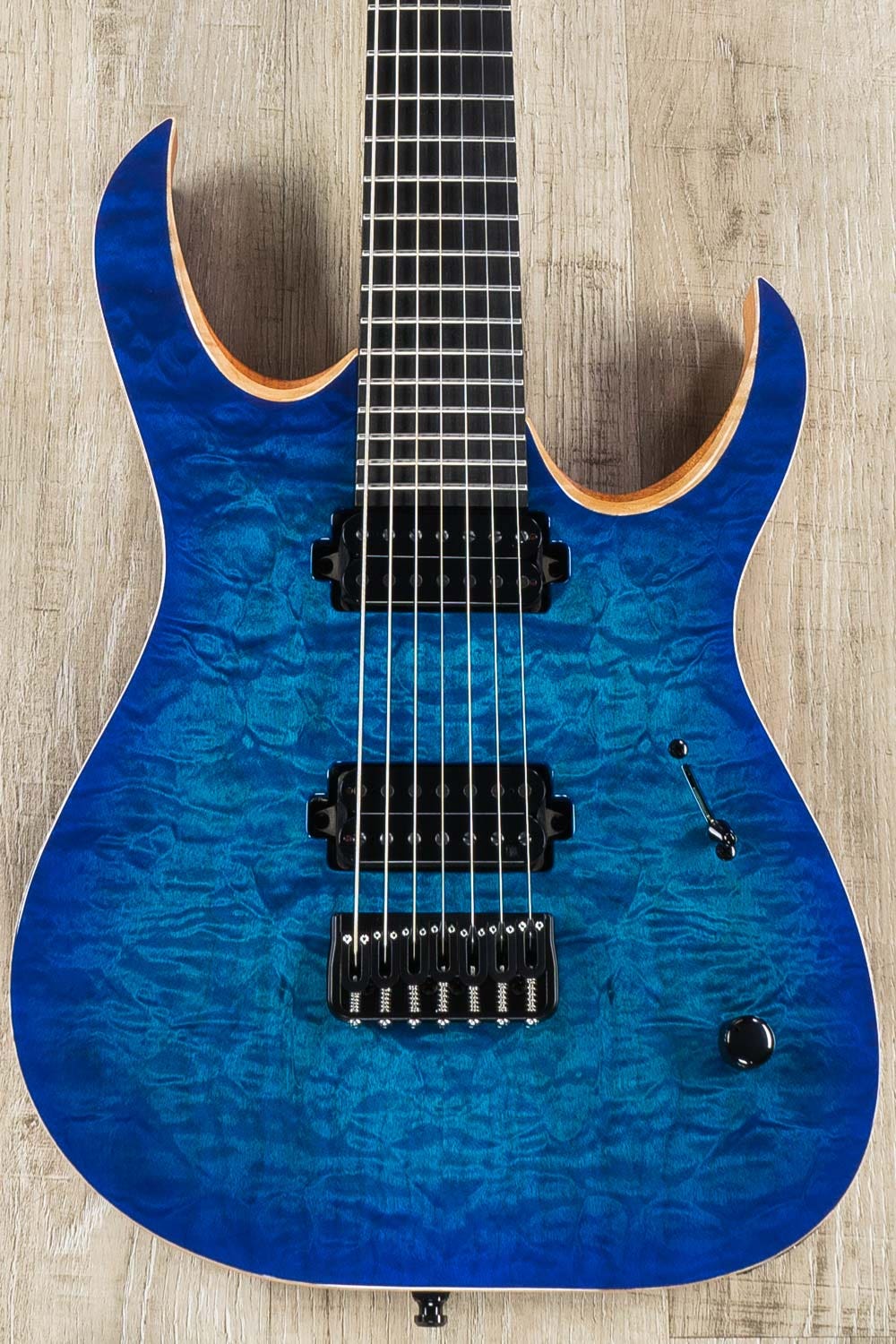 Mayones Duvell Elite 7 7-String Guitar, Infinite Blue, Quilt Maple Top, TKO  Pickups
