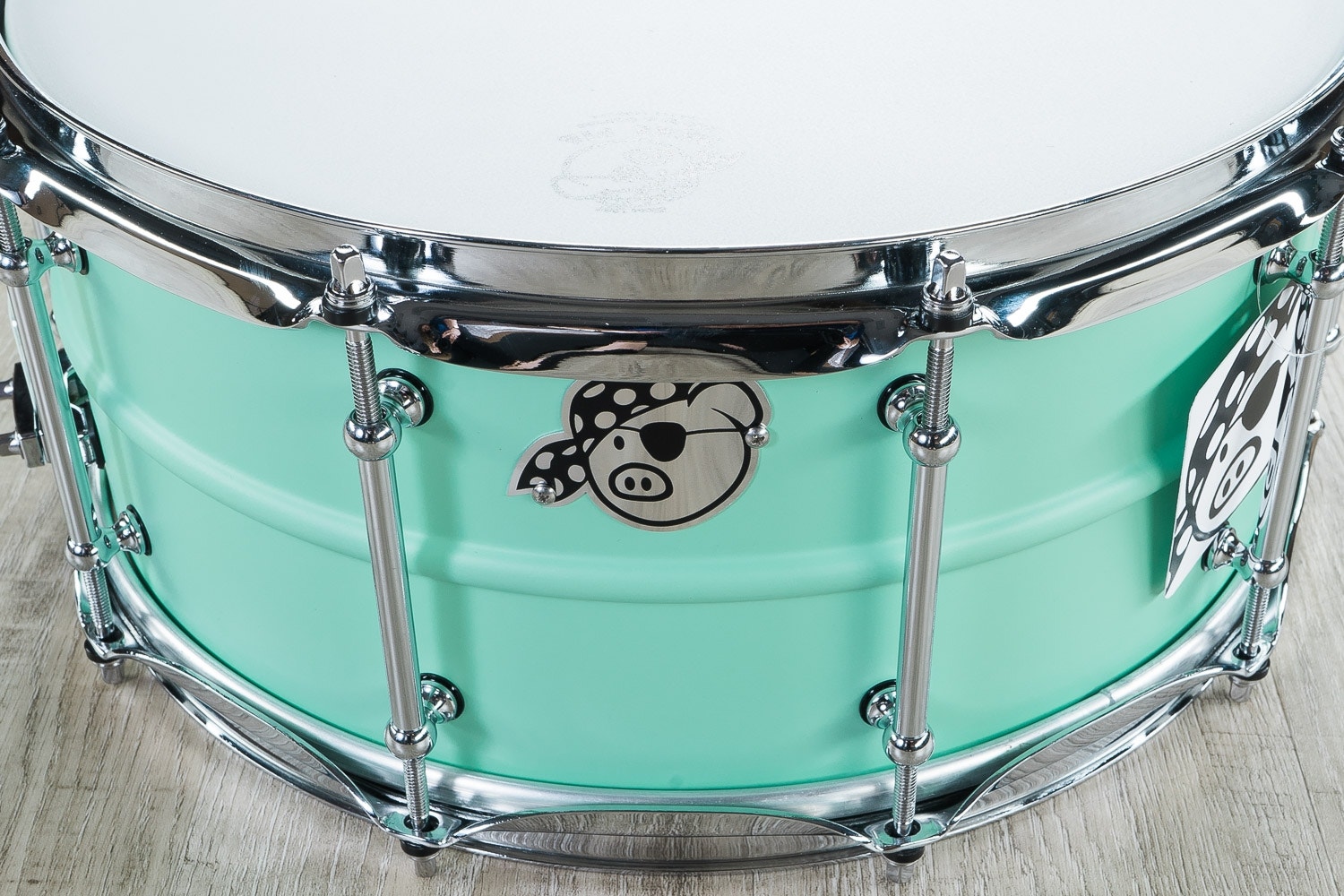 Pork Pie Percussion Limited Edition Aluminum Snare Drum Sea Foam Green Finish 6.5 x 14