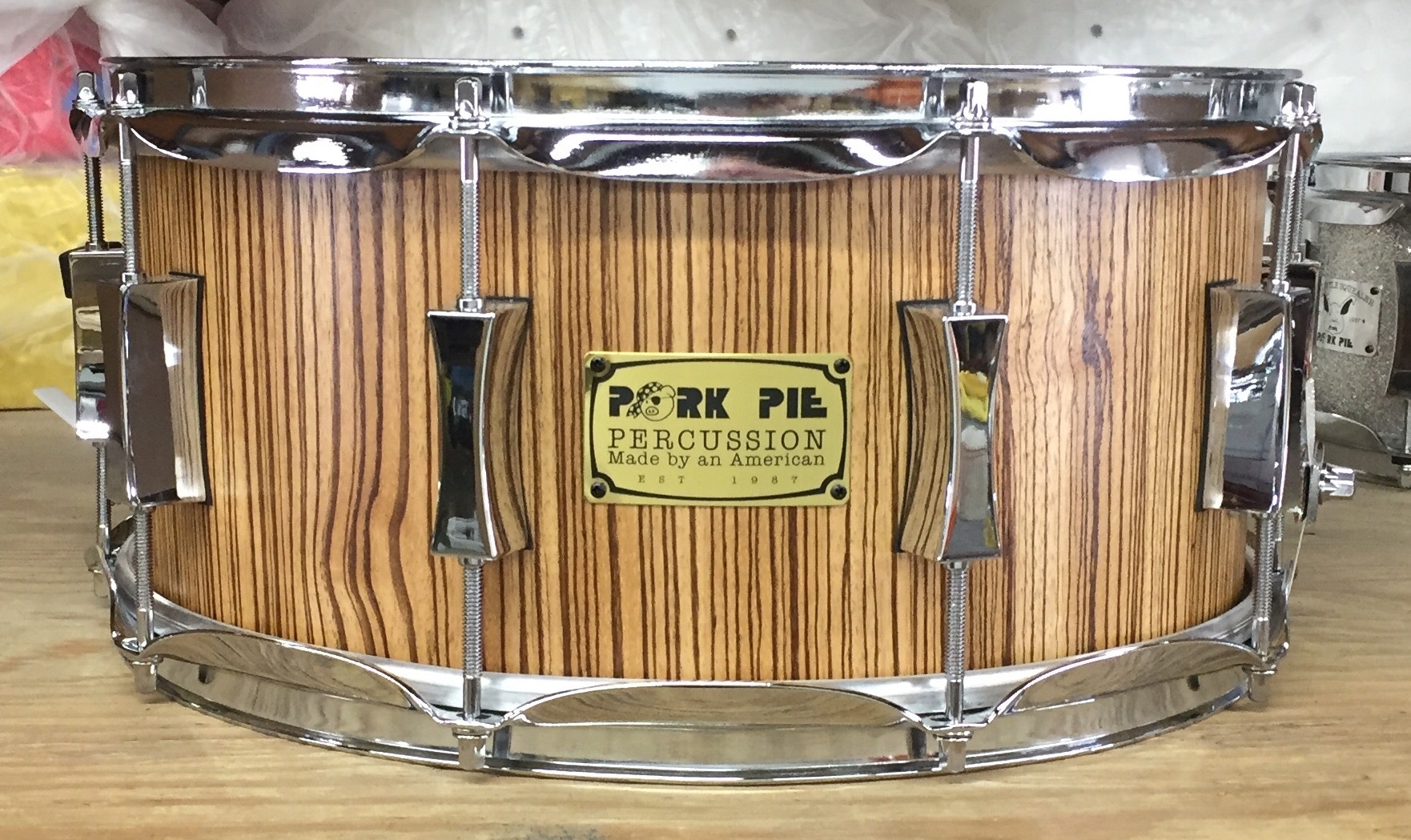 Pork Pie Percussion Beech Zebrawood Snare Drum 7 x 14