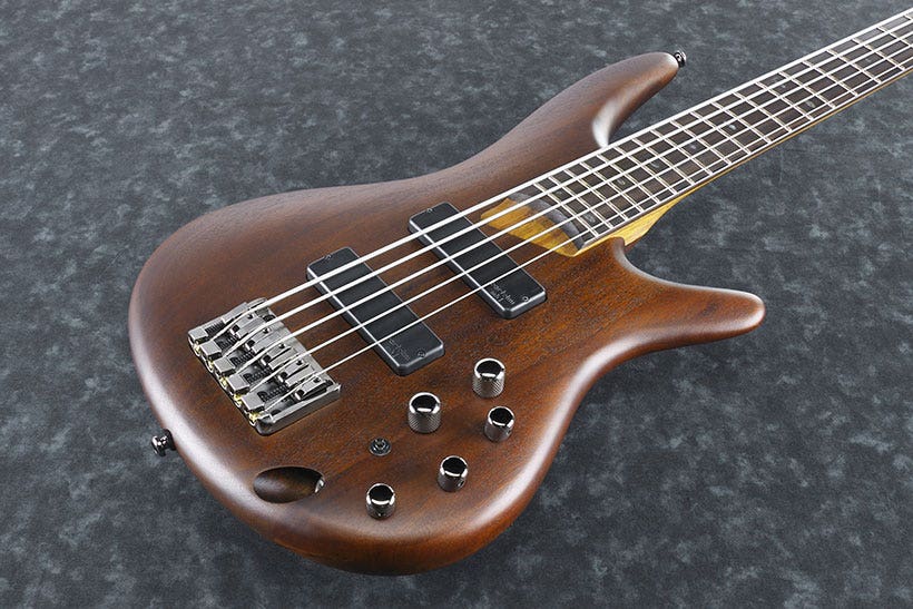 Ibanez SR505 BM SR Series Electric 5 String Bass Guitar with Bartolini Pickups Brown Mahogany Finish