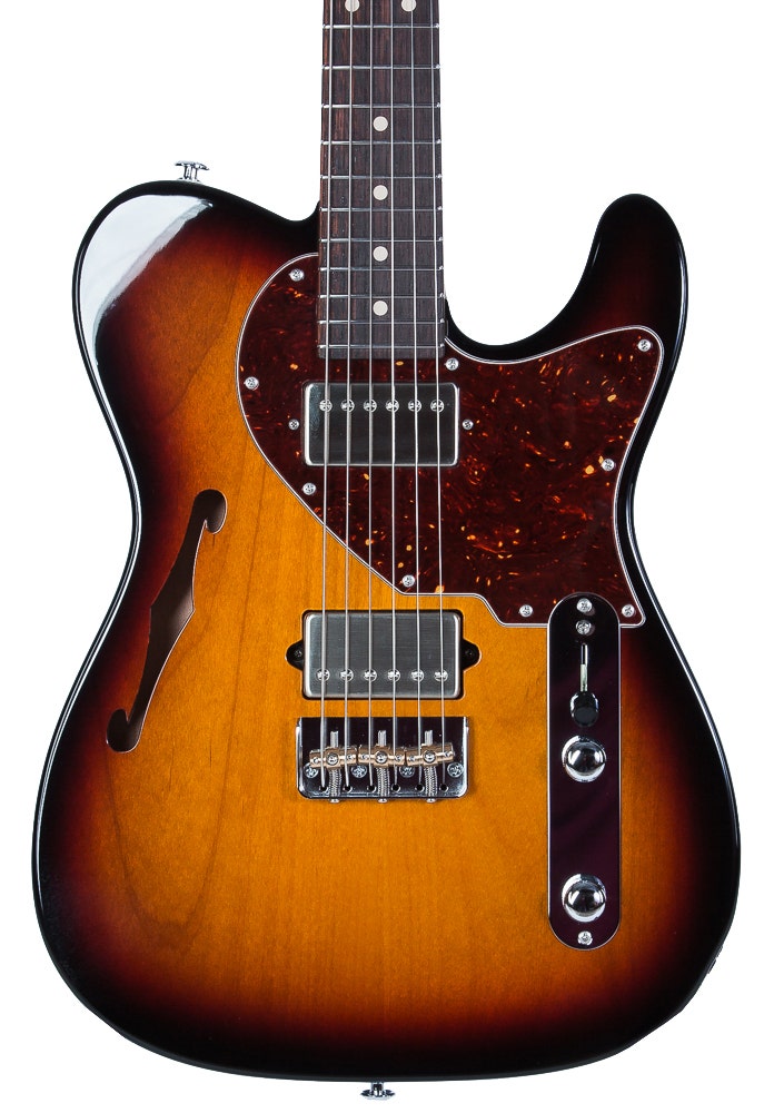 Suhr Alt T Pro Semi Hollow Guitar 3 Tone Sunburst Rosewood