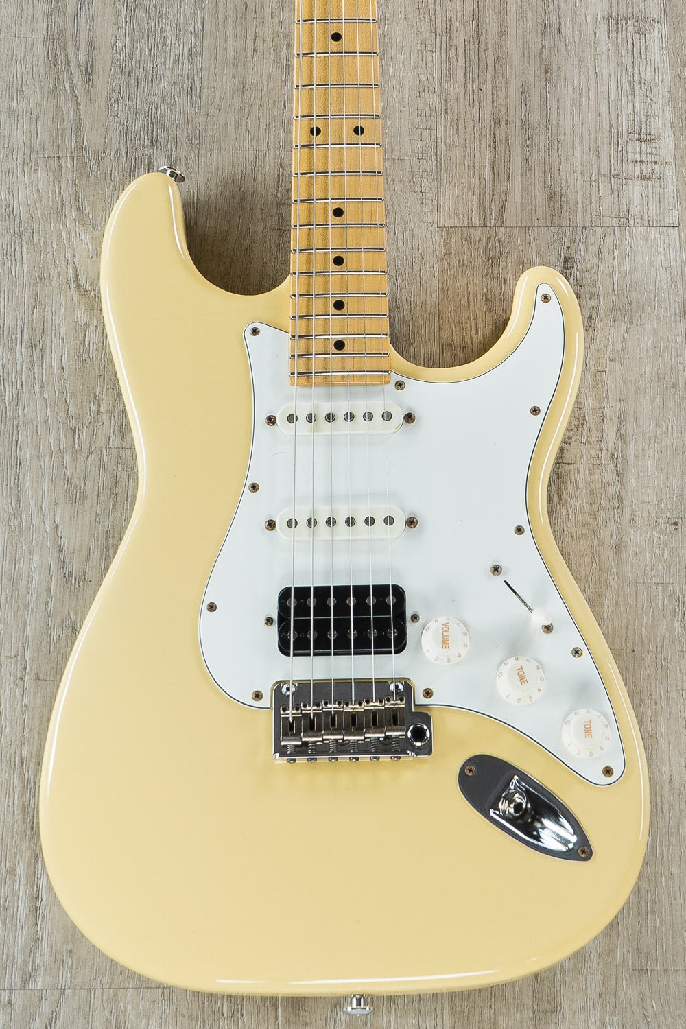 Light yellow electric shop guitar
