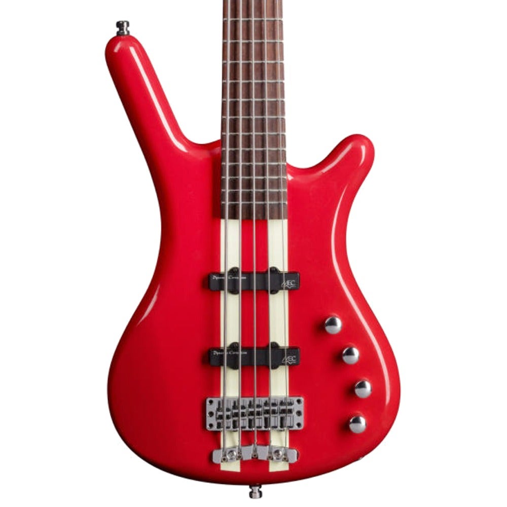 Warwick RockBass Corvette Basic 5 String Active Electric Bass Guitar  Racing Red with Stripes High Polish Finish